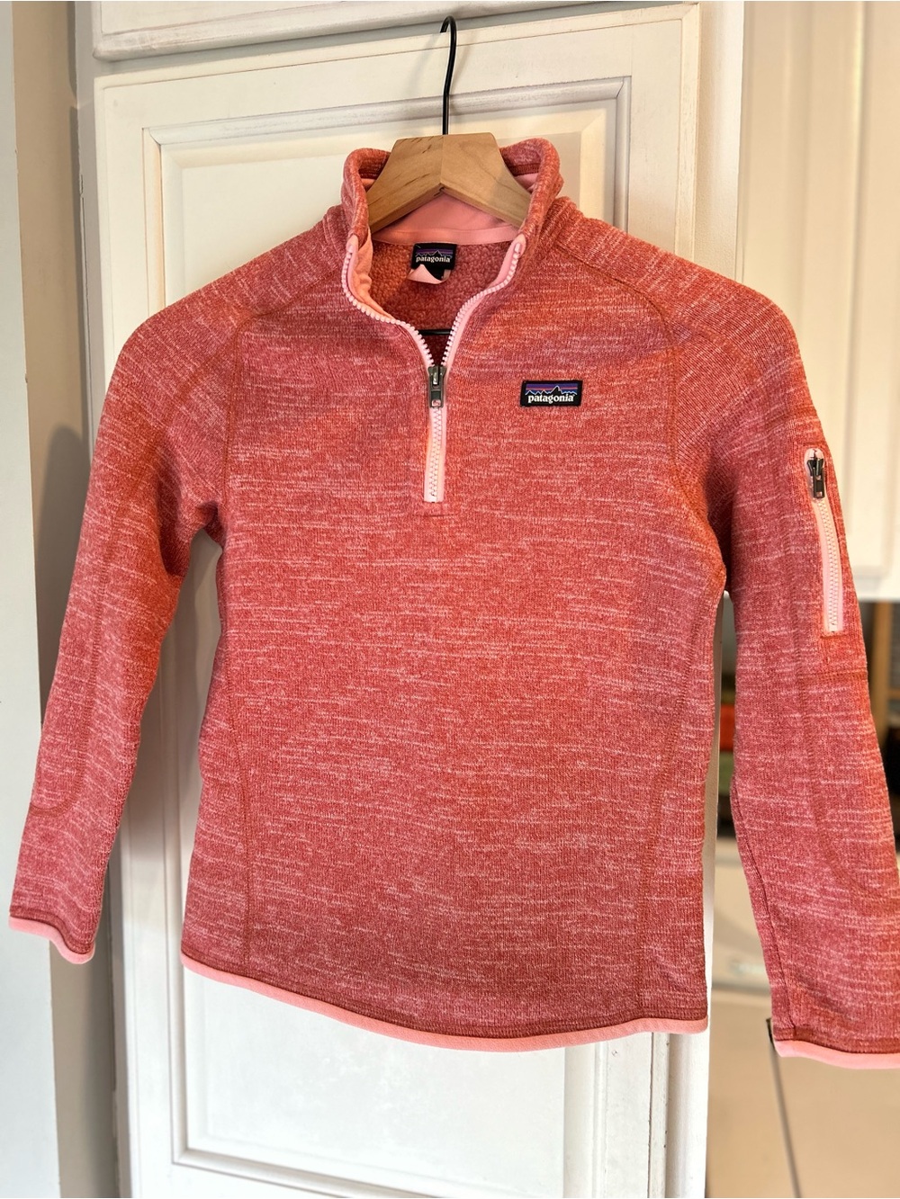 Patagonia Girls M (10) Better Sweater Pink Heather 1/4 Zip-Up Fleece